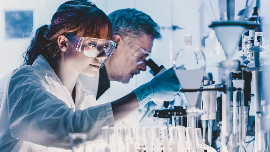 Researchers working in a laboratory
